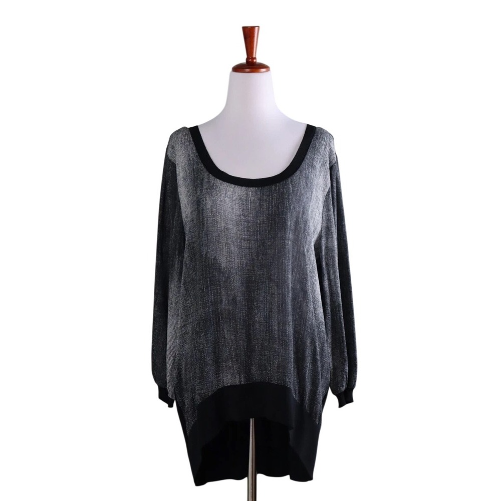 Crea Concept Women's Black &‎ Gray Textured Knit Sweater Top